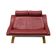 Two-seater red leather sofa by Roche Bobois on a bent beech base, France.