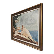 Rab Island, oil on hardboard by Bogoslav Vojinović Pelikan 1926