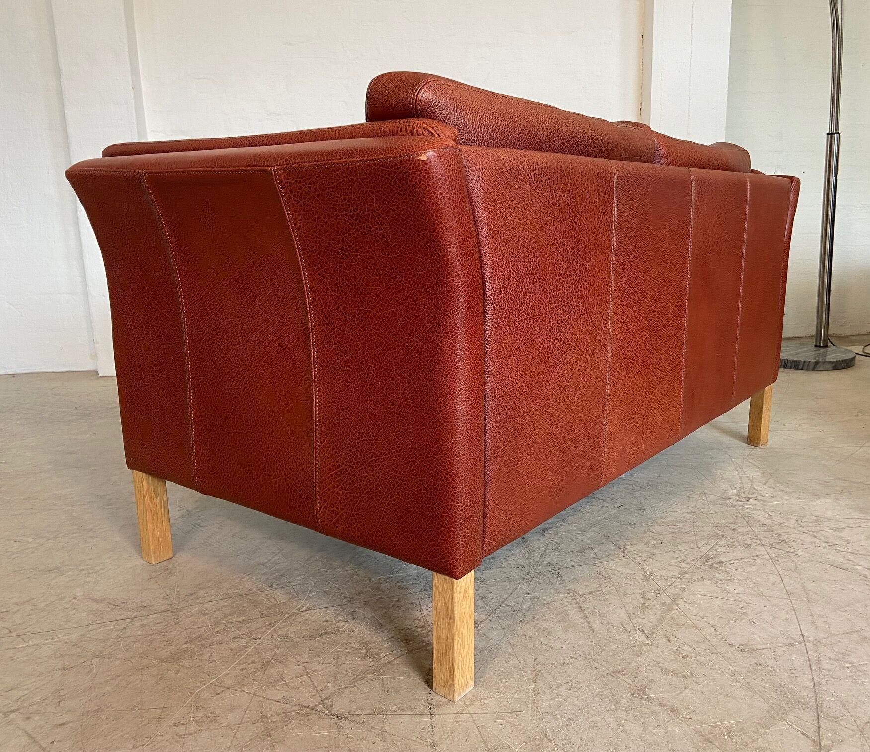 Canapé vintage danois rétro Skalma pour 2 personnes en cuir cognac
