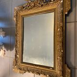Old gilded mirror with pediment in faisseaux, Napoleon III