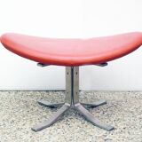 Paul Volther 'Corona Chair' with Ottoman, 1990s Replica in Leather