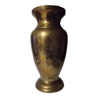 Carved brass vase floral decoration