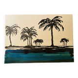 Watercolour painting in two colours signed "Twilight on the Nile"