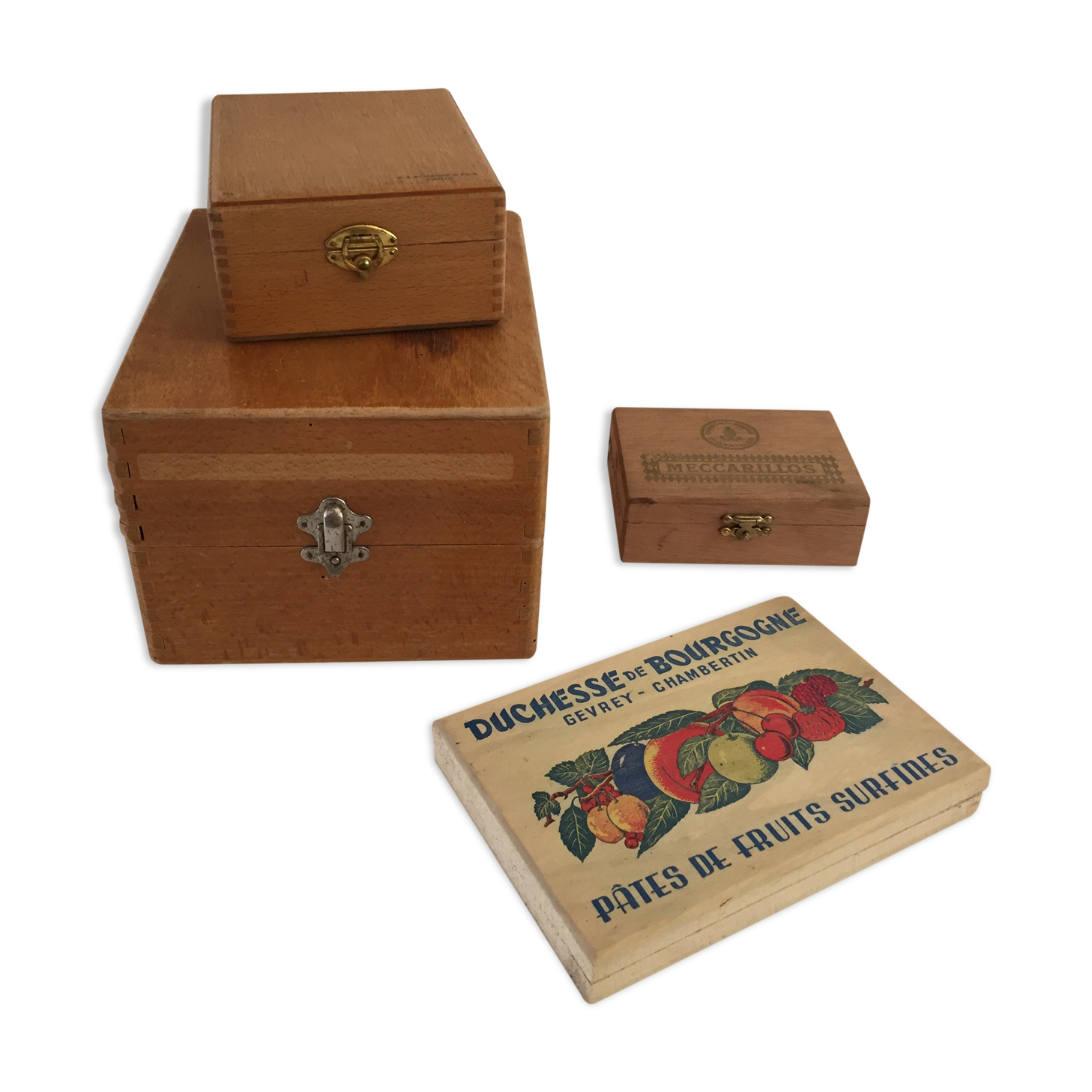 Lot of 4 vintage wood boxes