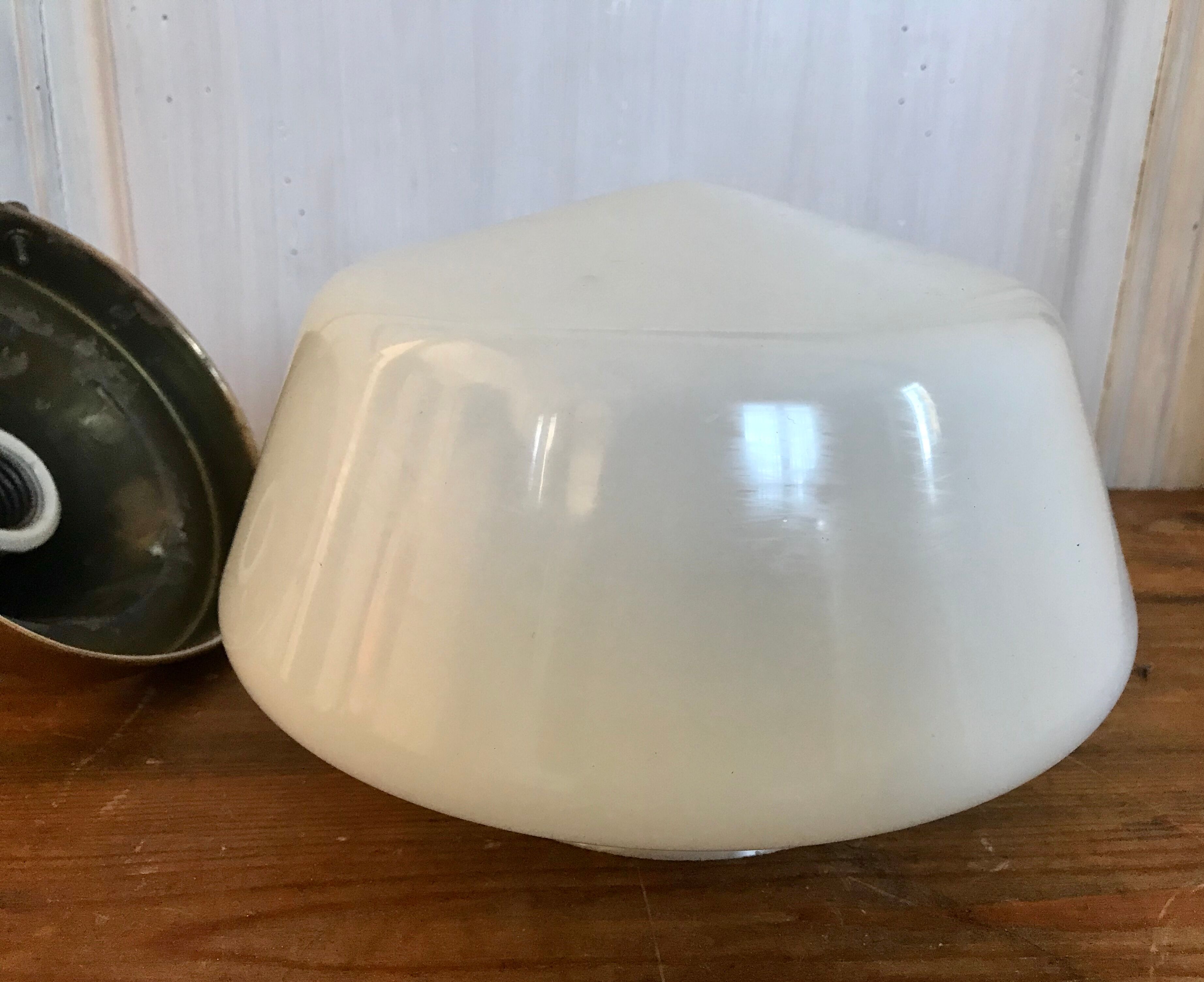 Vintage opaline and brass pendant lamp