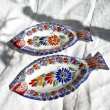 2 earthenware fish dishes