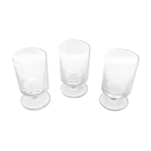 3 old transparent glass foot glasses