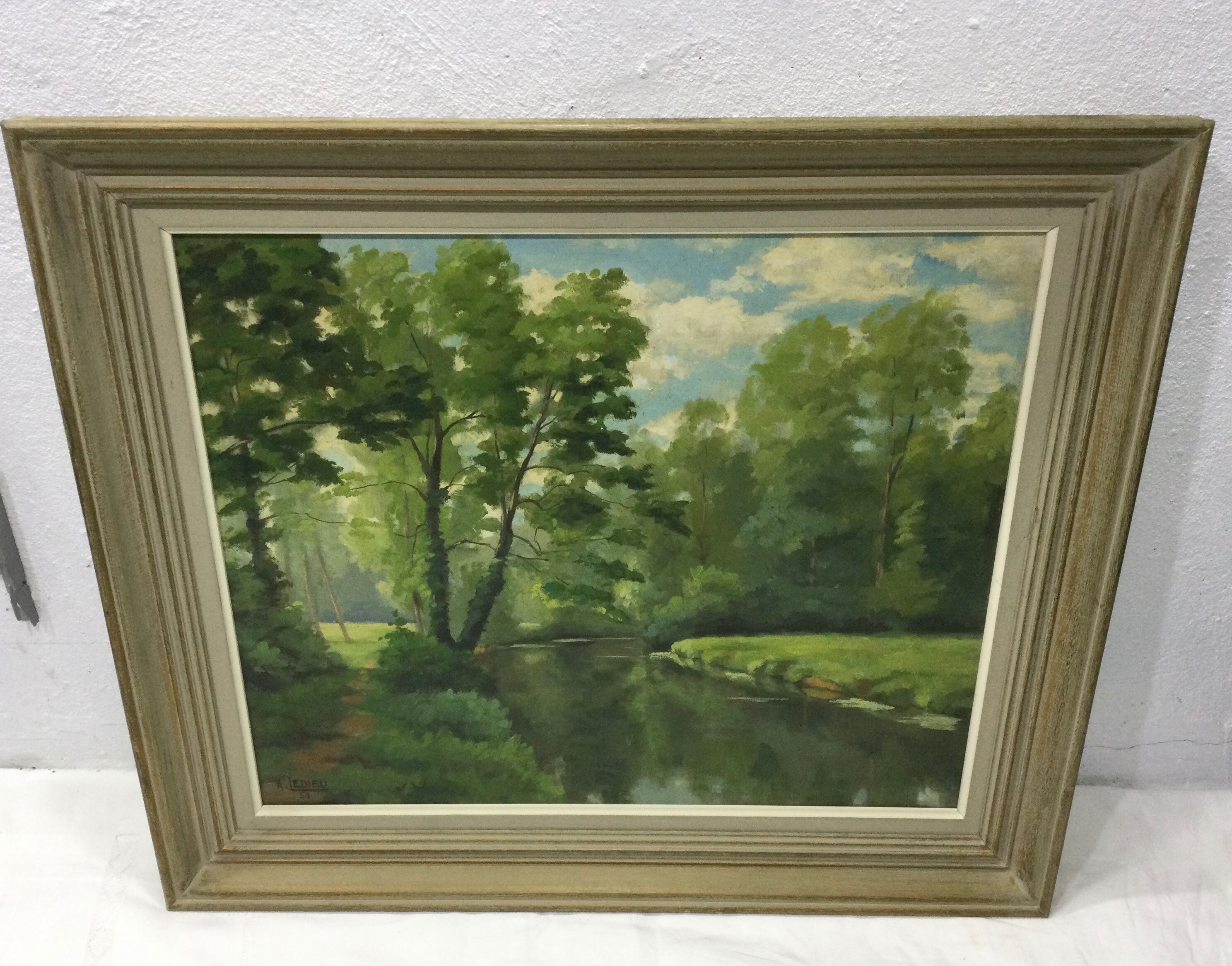 A. Ledieu – Oil on canvas "Bassin d'Hermes"