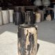 Black petrified wood side table with beige side H35 D24 - 3352