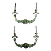 Paire de poignées de meuble en bronze mascaron XIXe siècle
