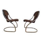 Paire de chaises rares des années 60 dans le style de Gastone Rinaldi, Italie, années 1970.