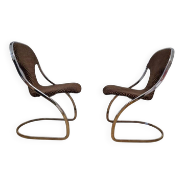 Pair of Rare Midcentury Chairs in style of Gastone Rinaldi, Italy, 1970s