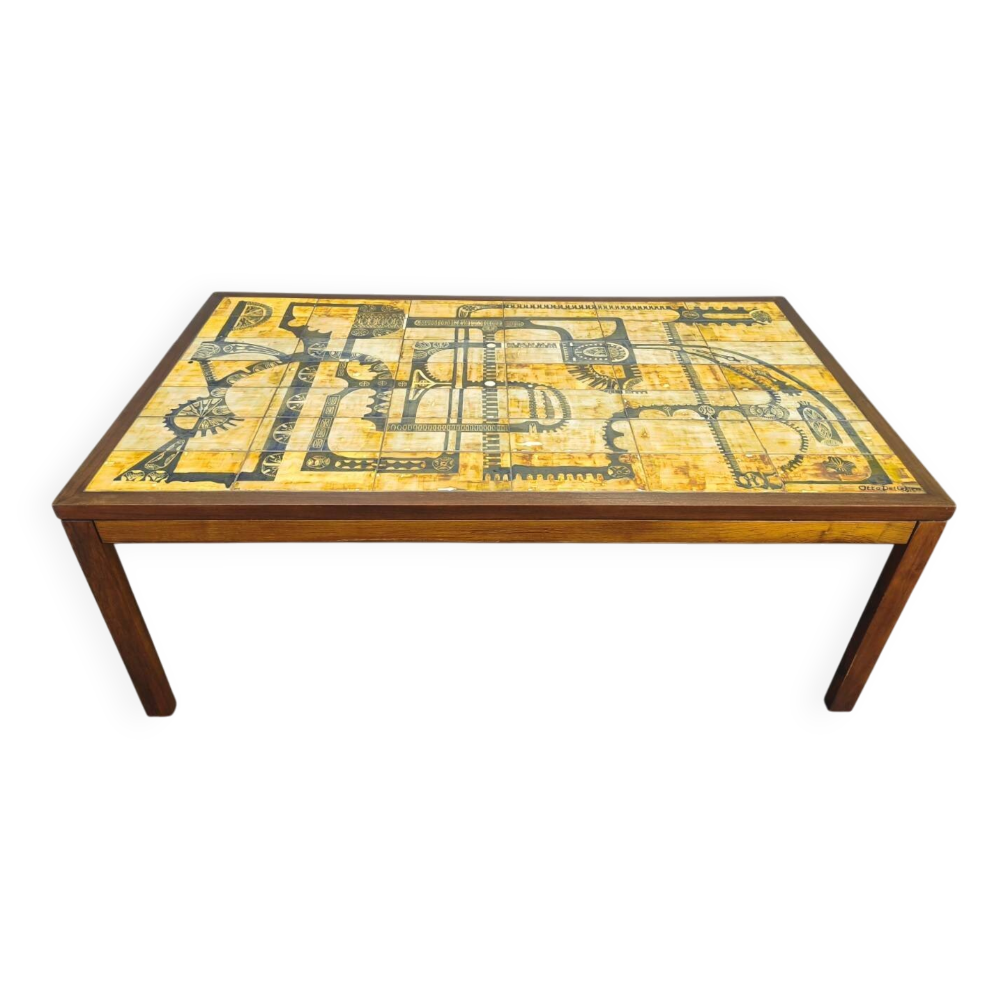 Haslev Wood and Tile Coffee Table by Otto Detlefsen, 1960s