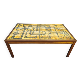 Haslev Wood and Tile Coffee Table by Otto Detlefsen, 1960s