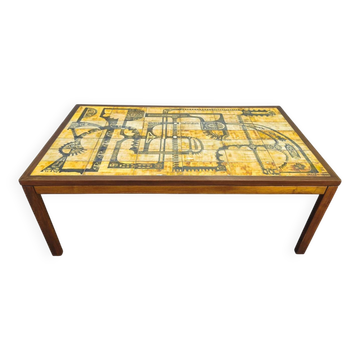 Haslev Wood and Tile Coffee Table by Otto Detlefsen, 1960s
