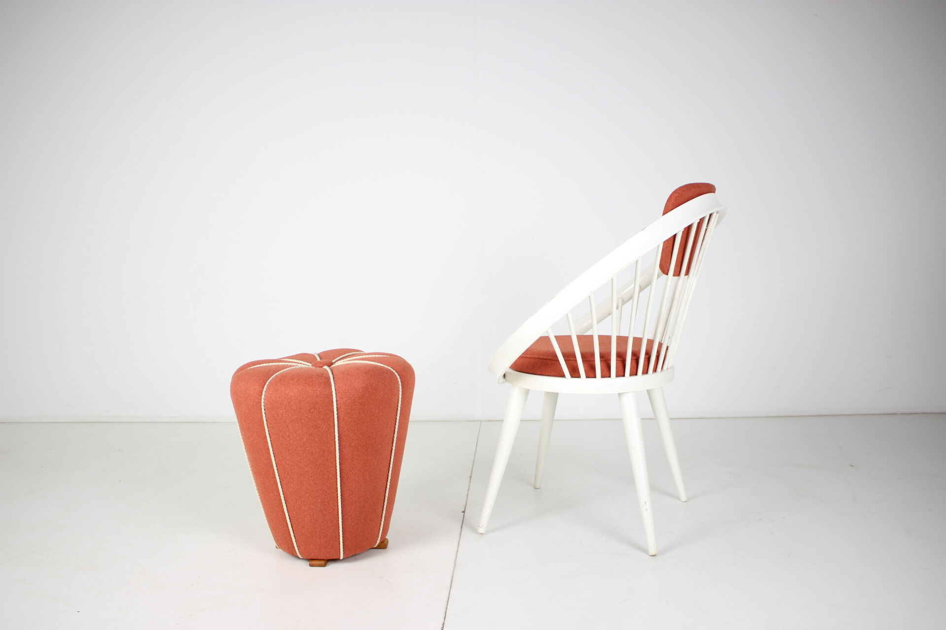 Set of lounge chair with tabouret, 1950's, 1970's