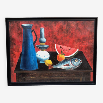 Large still life with watermelon