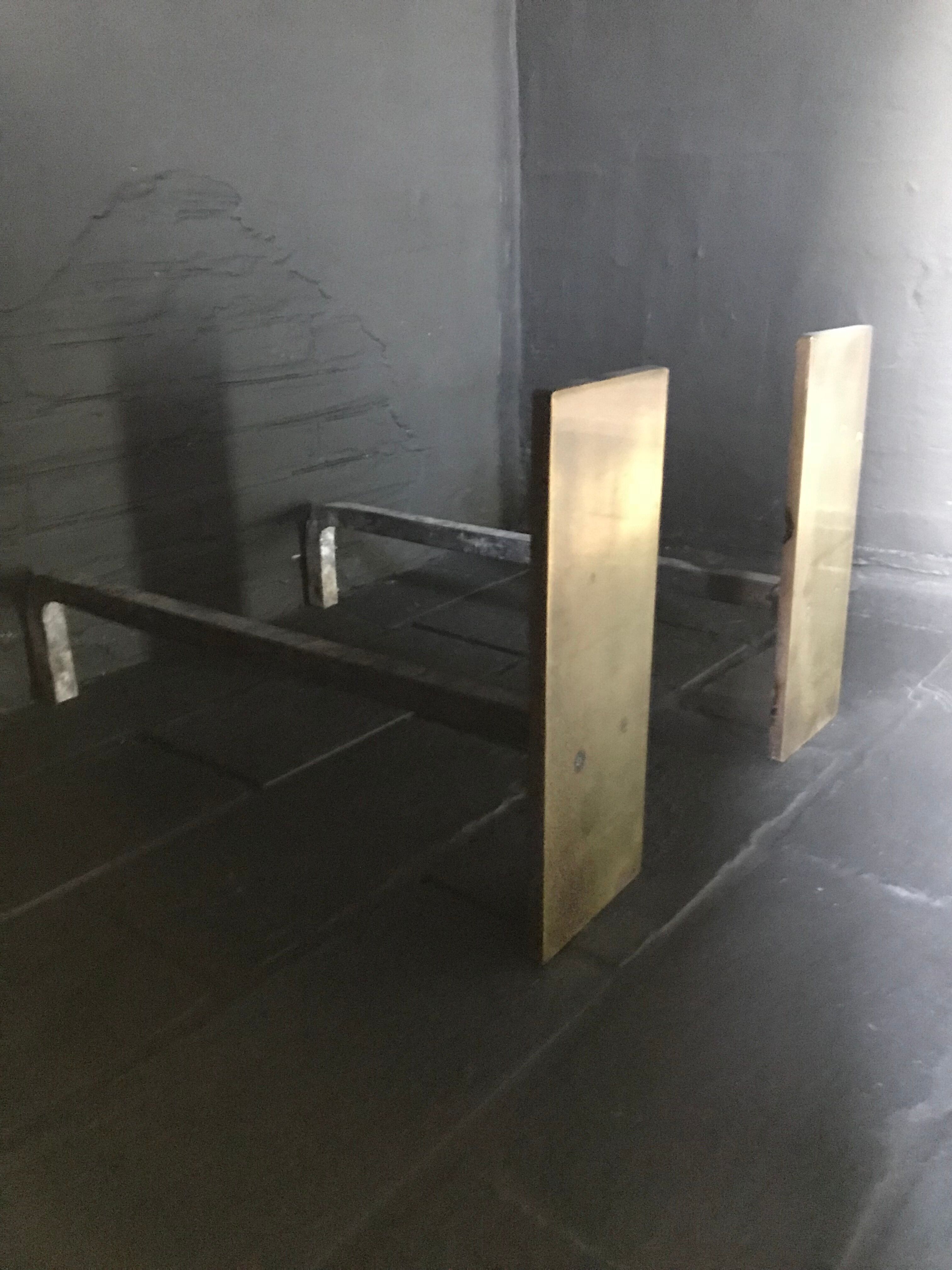 Pair of brass chenet