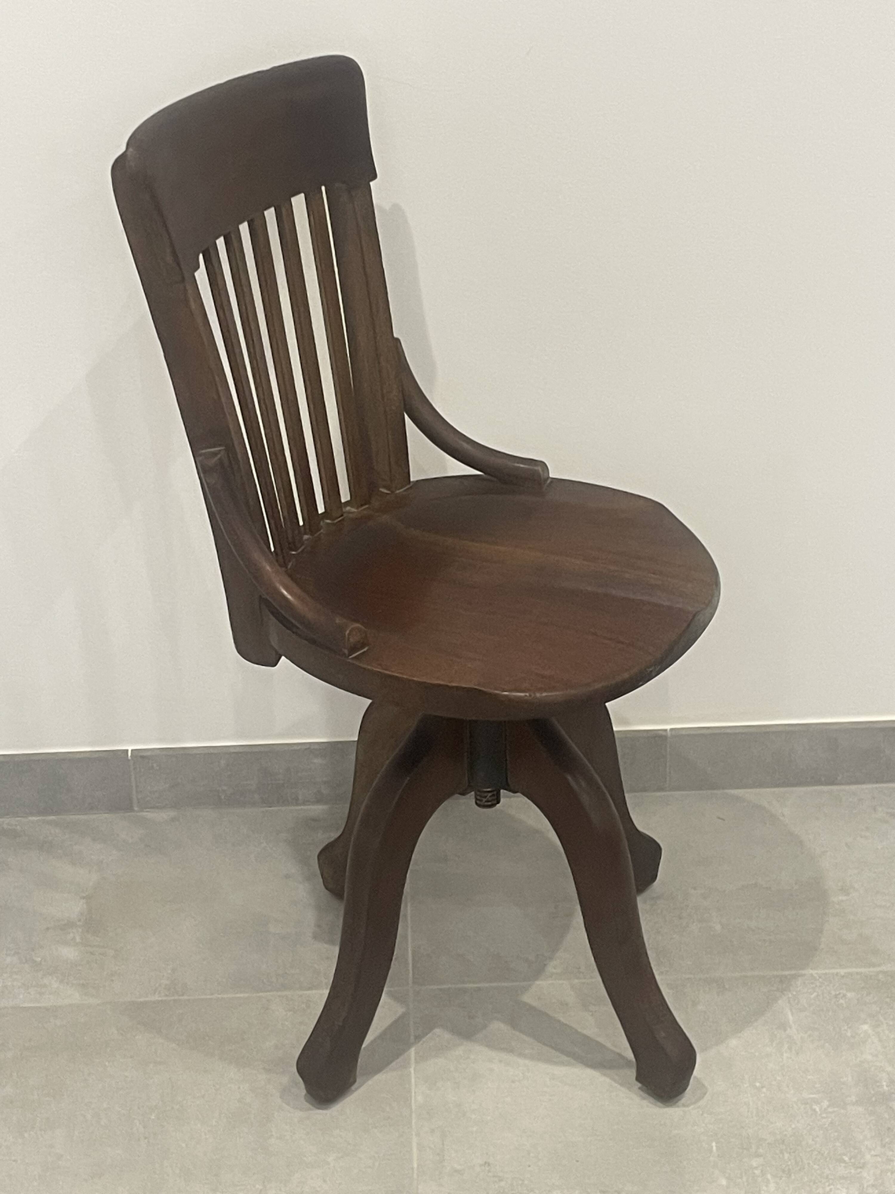 Baumann 1920 rotating office chair with adjustment screw