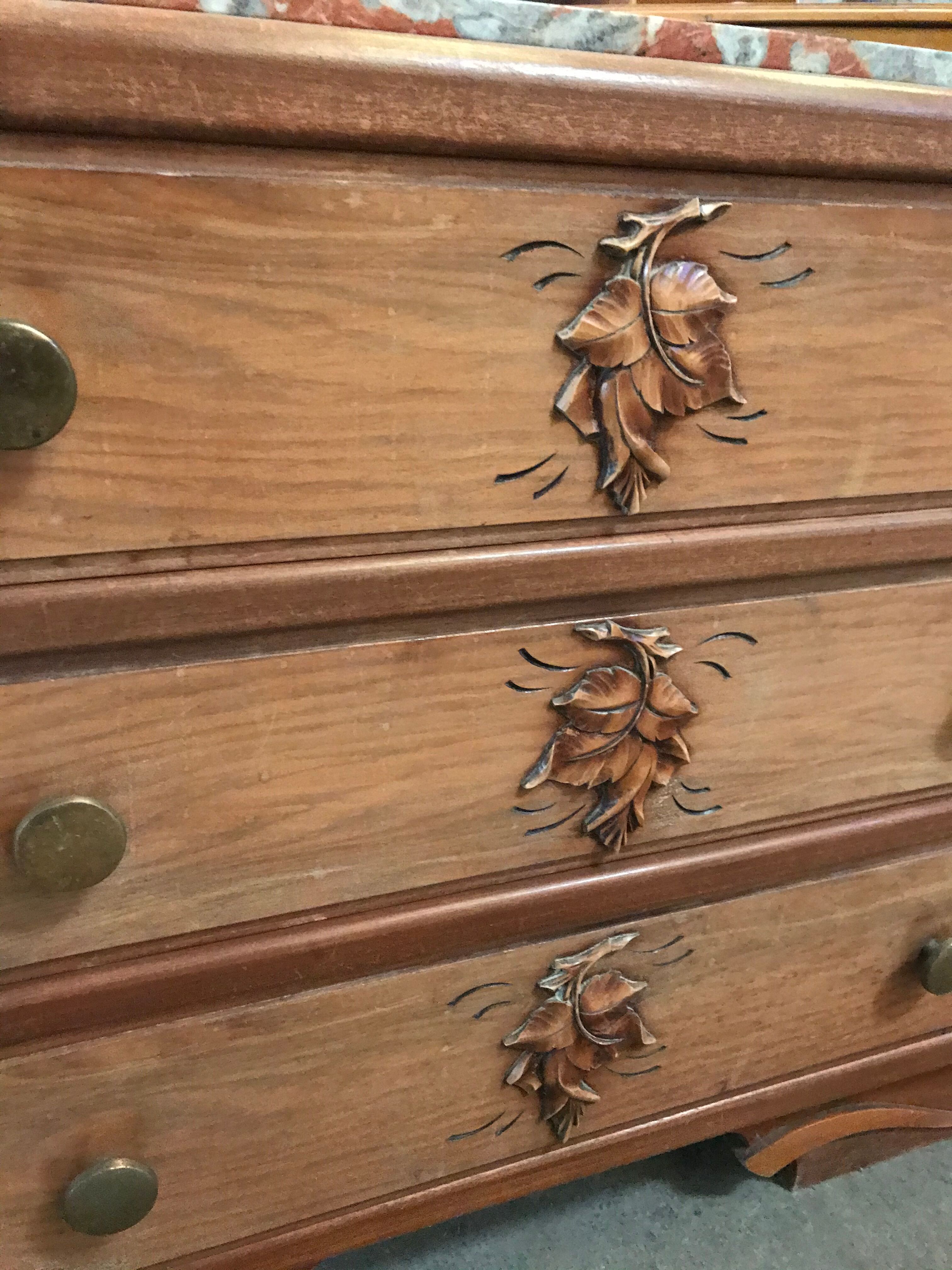 Art deco dresser in solid walnut