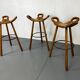 Set of 3 Brutalist Marbella Bar Stools by Sergio Rodrigues, 1960s