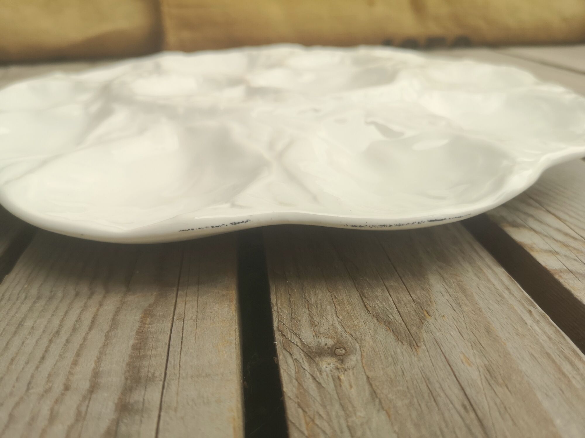 White Gien earthenware oyster dish