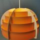 Hanging lamp made of plastic slats by Lars Schiøler for Hoyrup Lighting Denmark 1976.