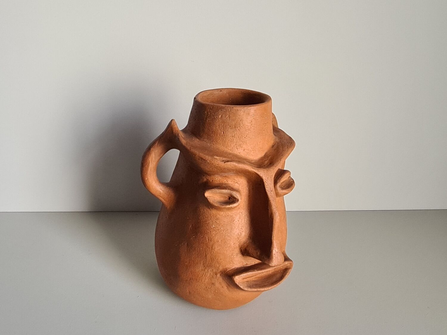 Face-shaped terracotta sculpture vase / 60s / vintage / art / Mid-Century / 20th century