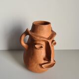 Face-shaped terracotta sculpture vase / 60s / vintage / art / Mid-Century / 20th century