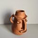 Face-shaped terracotta sculpture vase / 60s / vintage / art / Mid-Century / 20th century