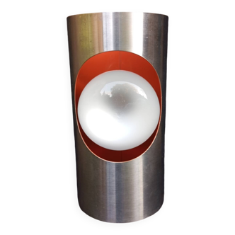 UFO wall light in aluminum and orange