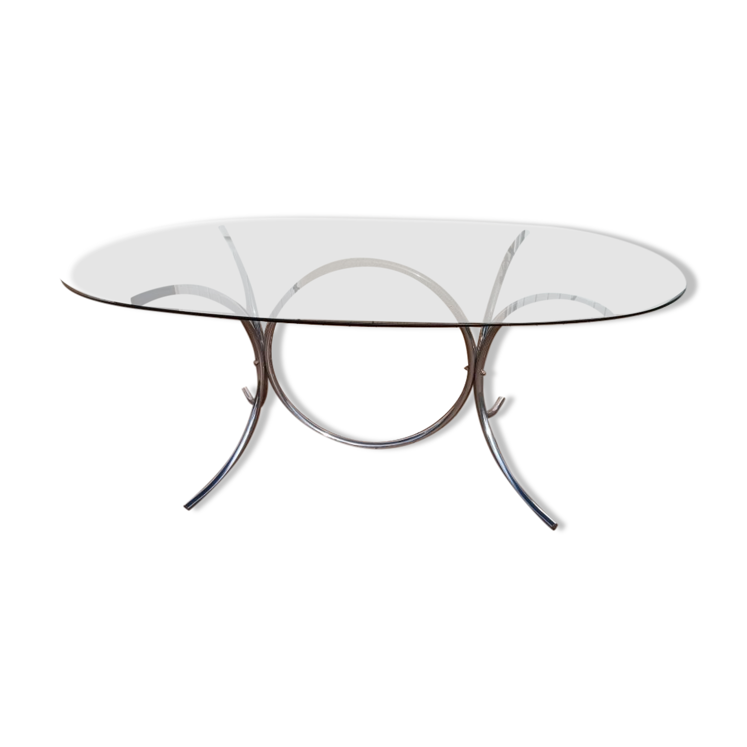 Vintage table glass smoked oval 1970