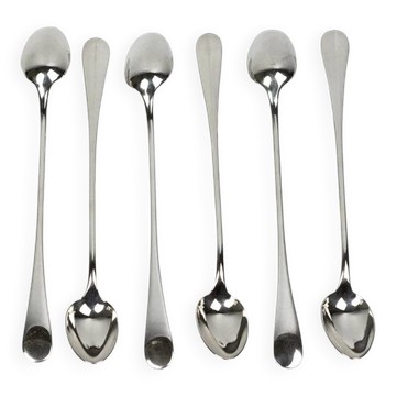 Six soda or ice cream spoons Christofle model Fidélio in silver-plated metal.