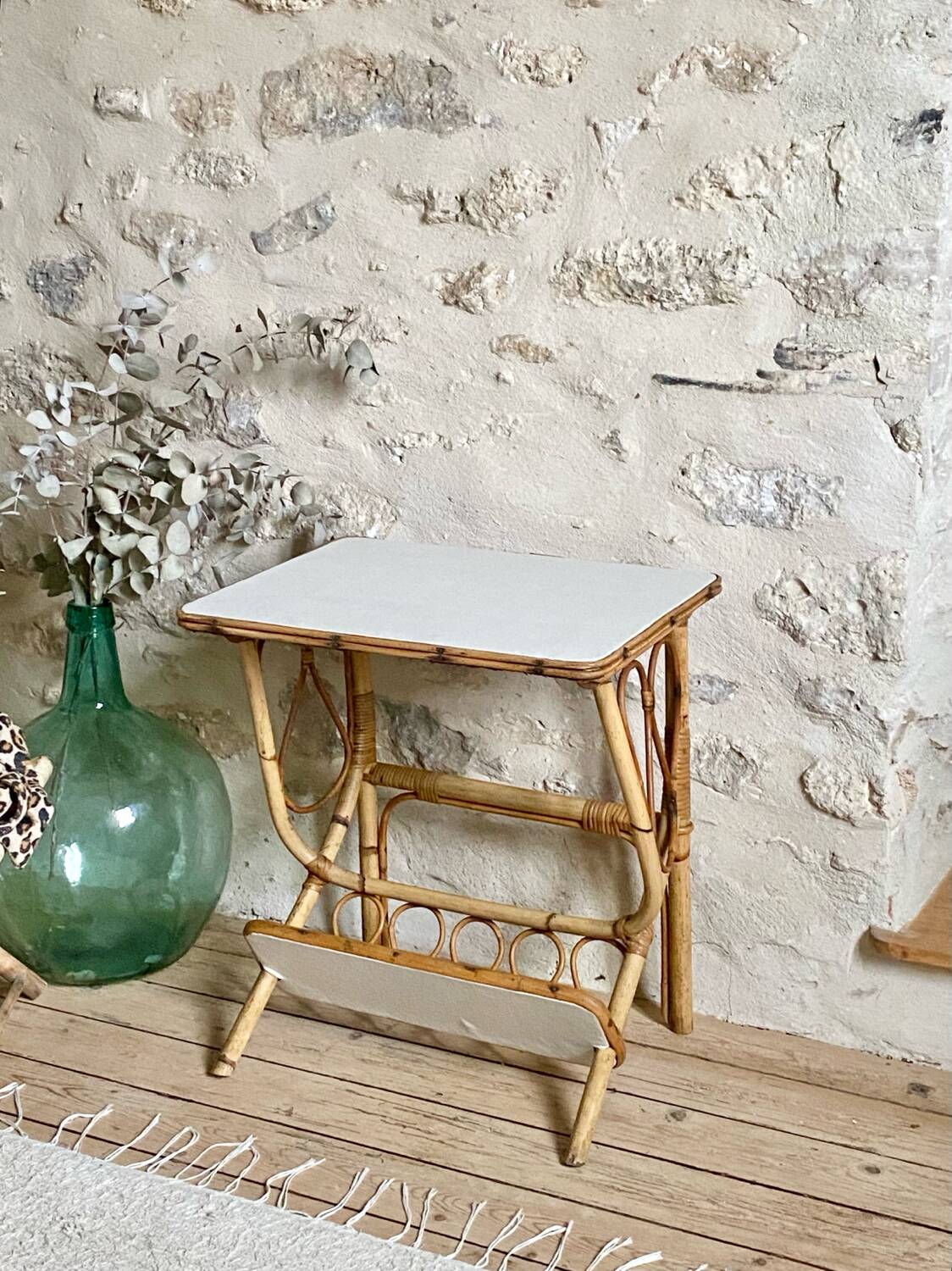 Rattan side table