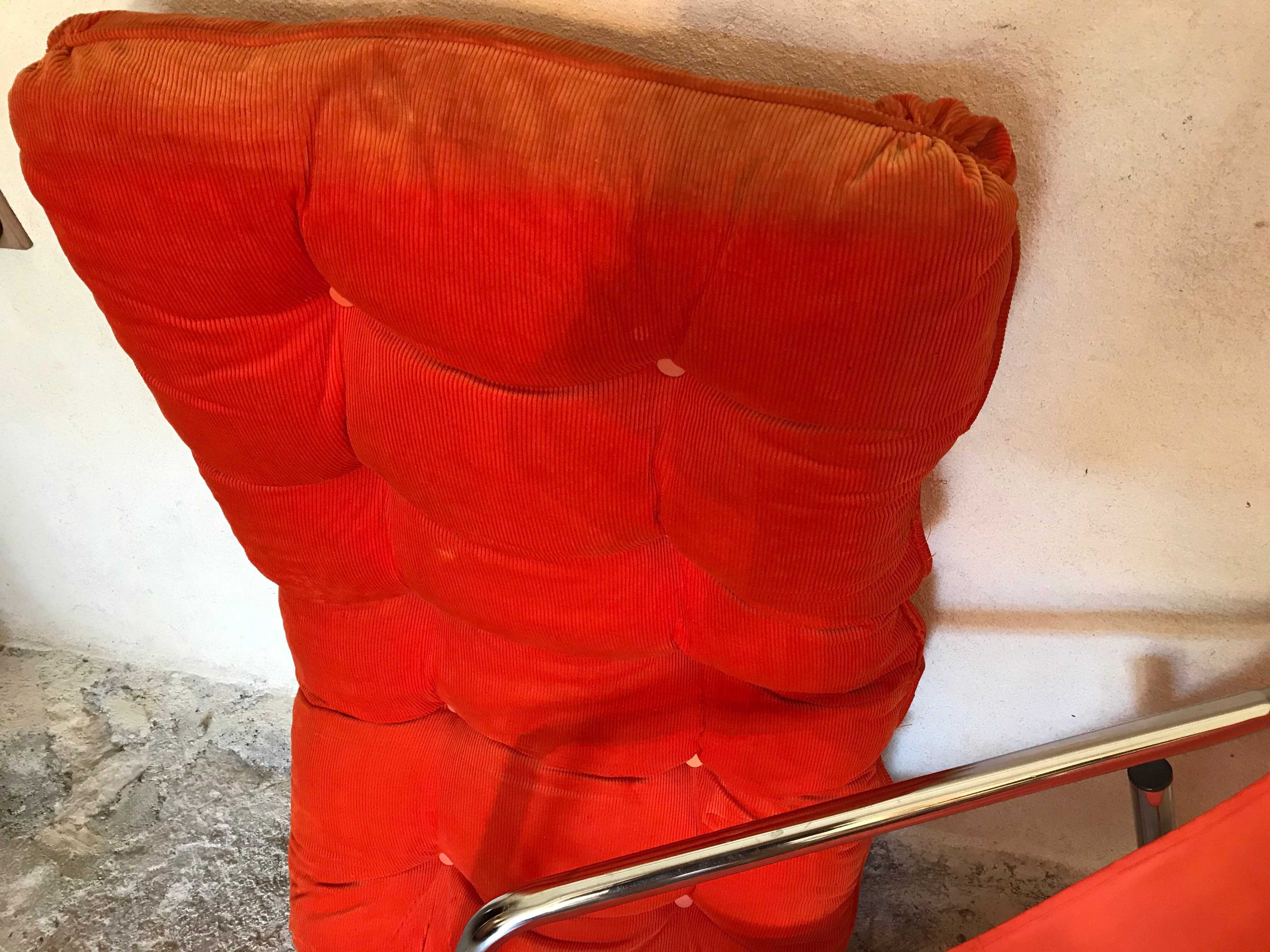 Vintage pop heater armchair 1970's chrome tubing