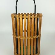 60s 70s umbrella stand umbrella holder wood metal Mid Century Design 60s