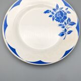 Series of 6 vintage art deco plates Digoin Sarreguemines Corsica blue flowers