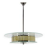 1940s Rare Italian Chrome & Glass  Chandelier, Restored