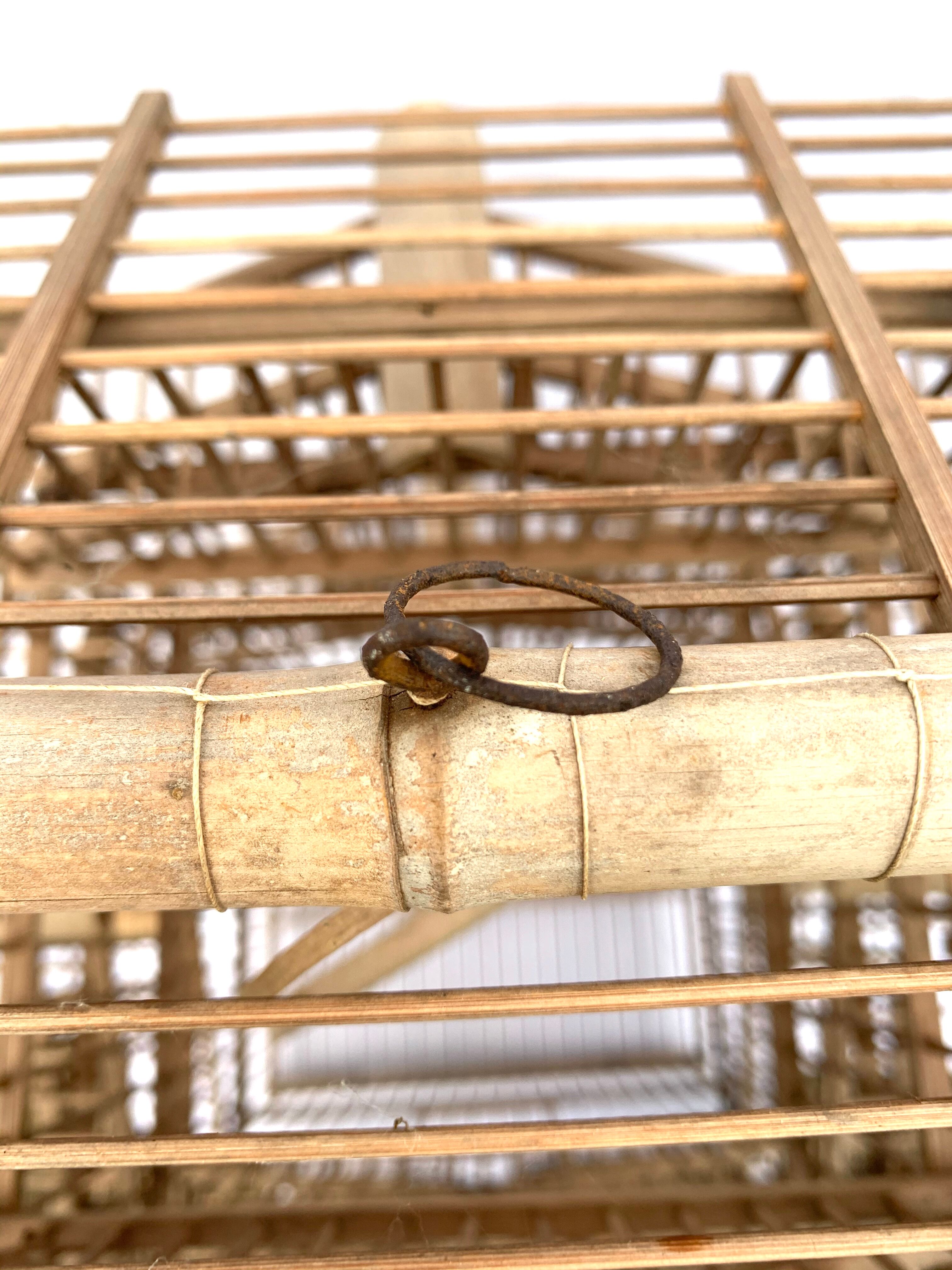 Large vintage bamboo birdcage