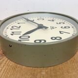 Grey Industrial Factory Wall Clock from Pragotron, 1950s