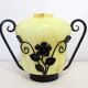 Art Deco transition glass and wrought iron vase
