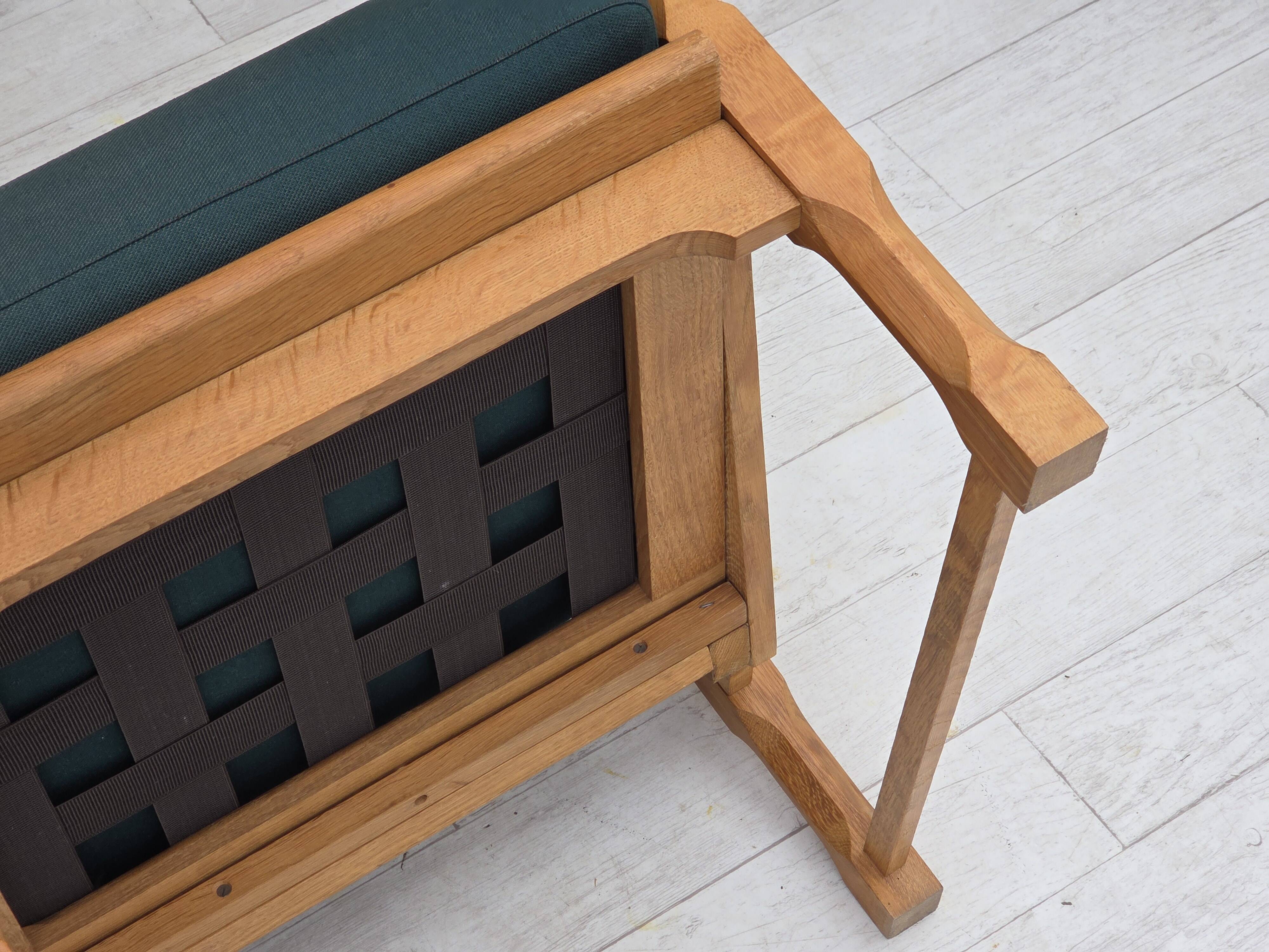 1970s, Scandinavian 2-seater sofa, furniture wool, solid oak wood.