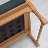 1970s, Scandinavian 2-seater sofa, furniture wool, solid oak wood.