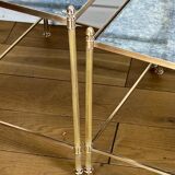 Nest of table from “maison bagués 1970” in gilt bronze and glass tops