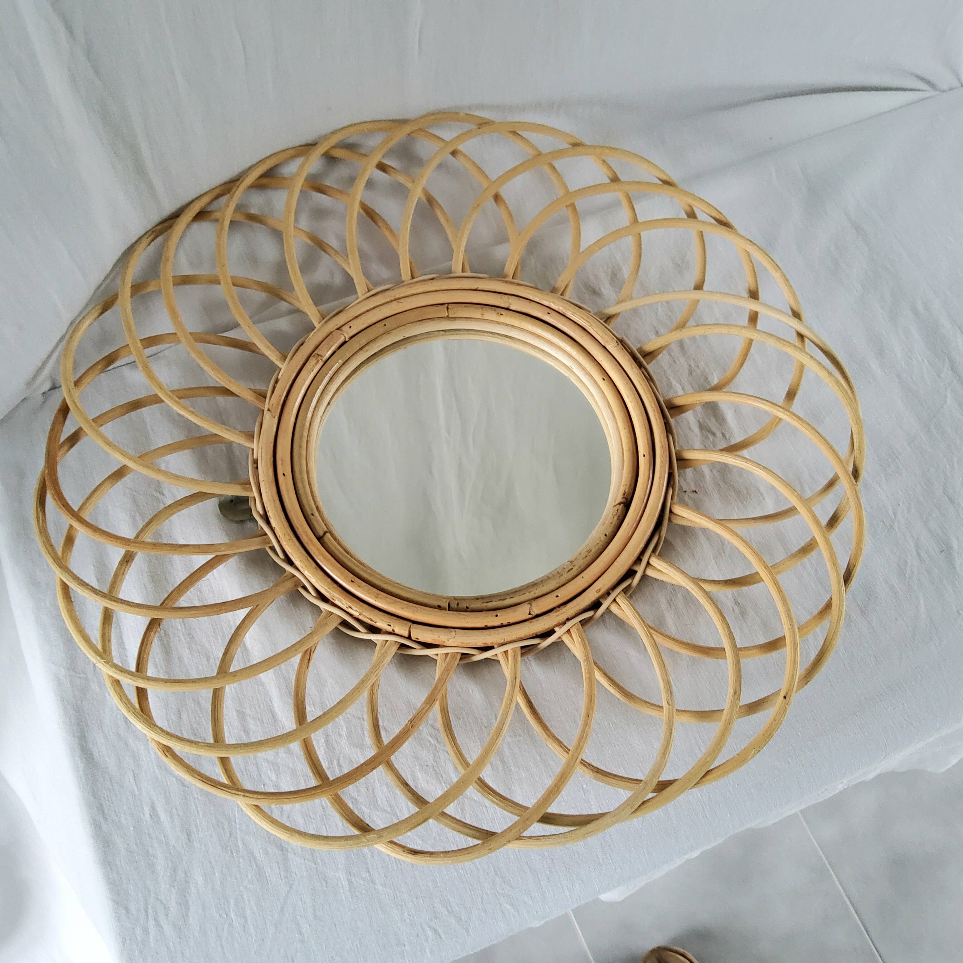 Rattan sun mirror