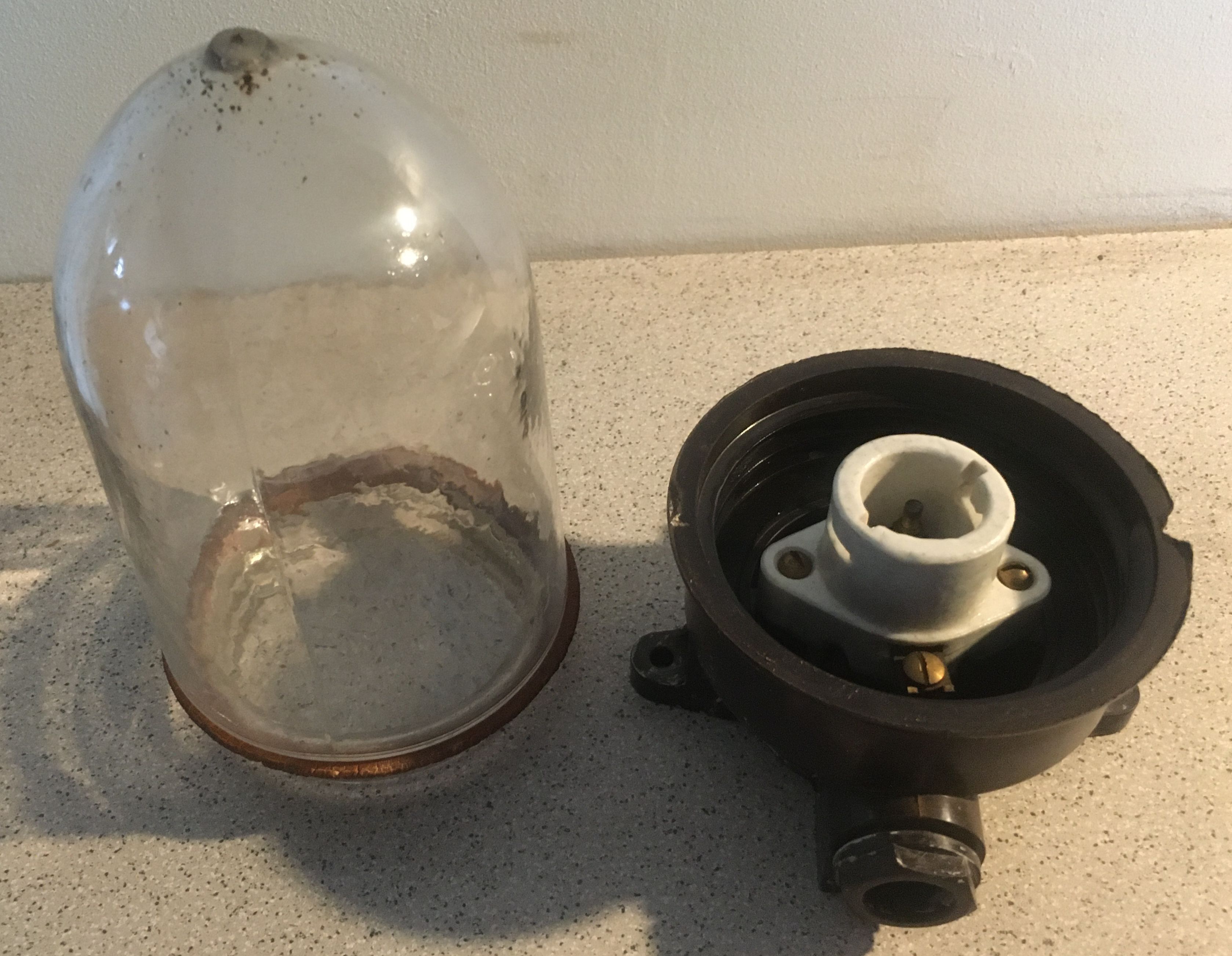 Bakelite courtyard or factory lamp. Vintage decoration indus