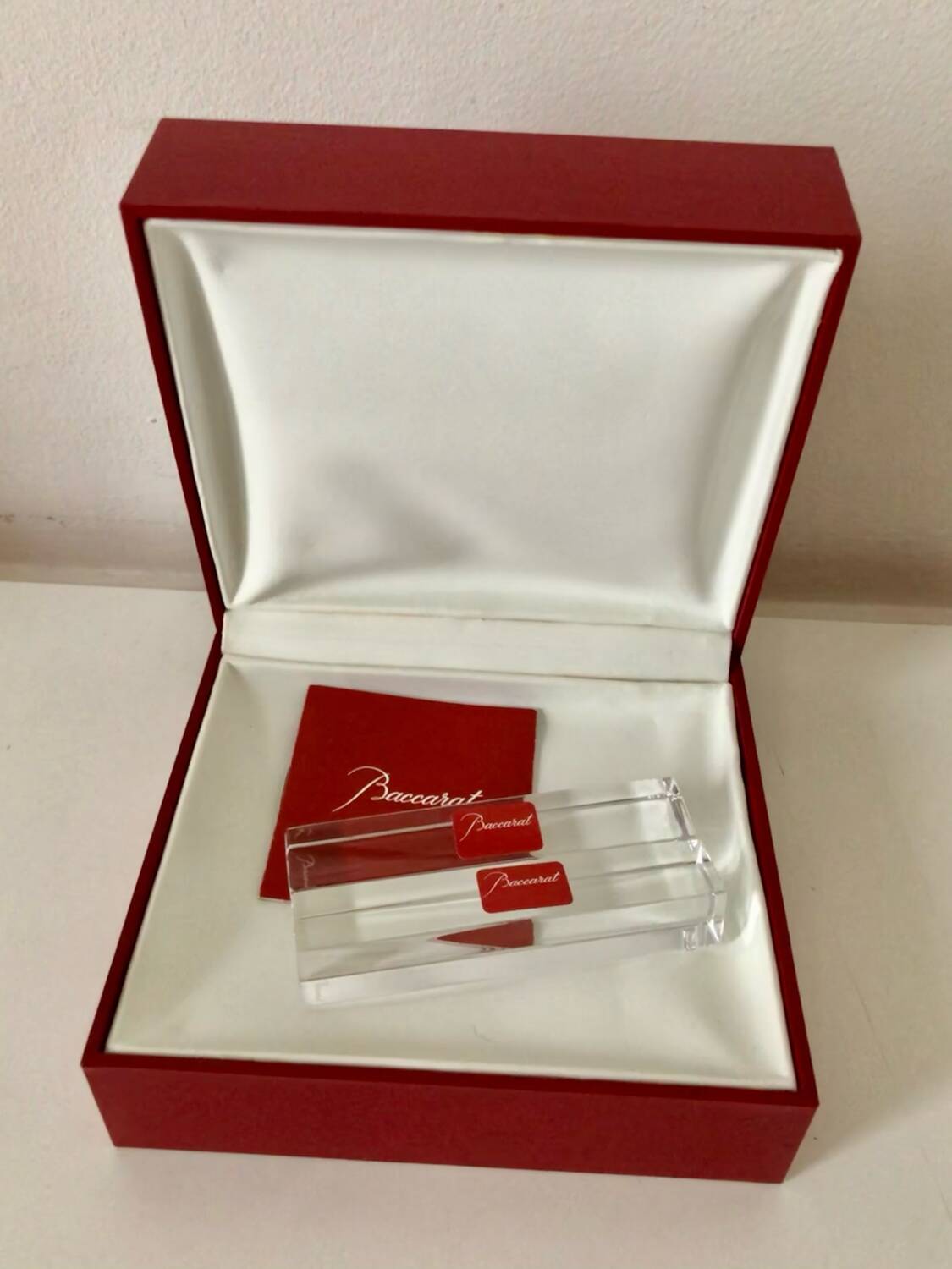 Paire de repose-couteaux en cristal de Baccarat, avec boîte d'origine