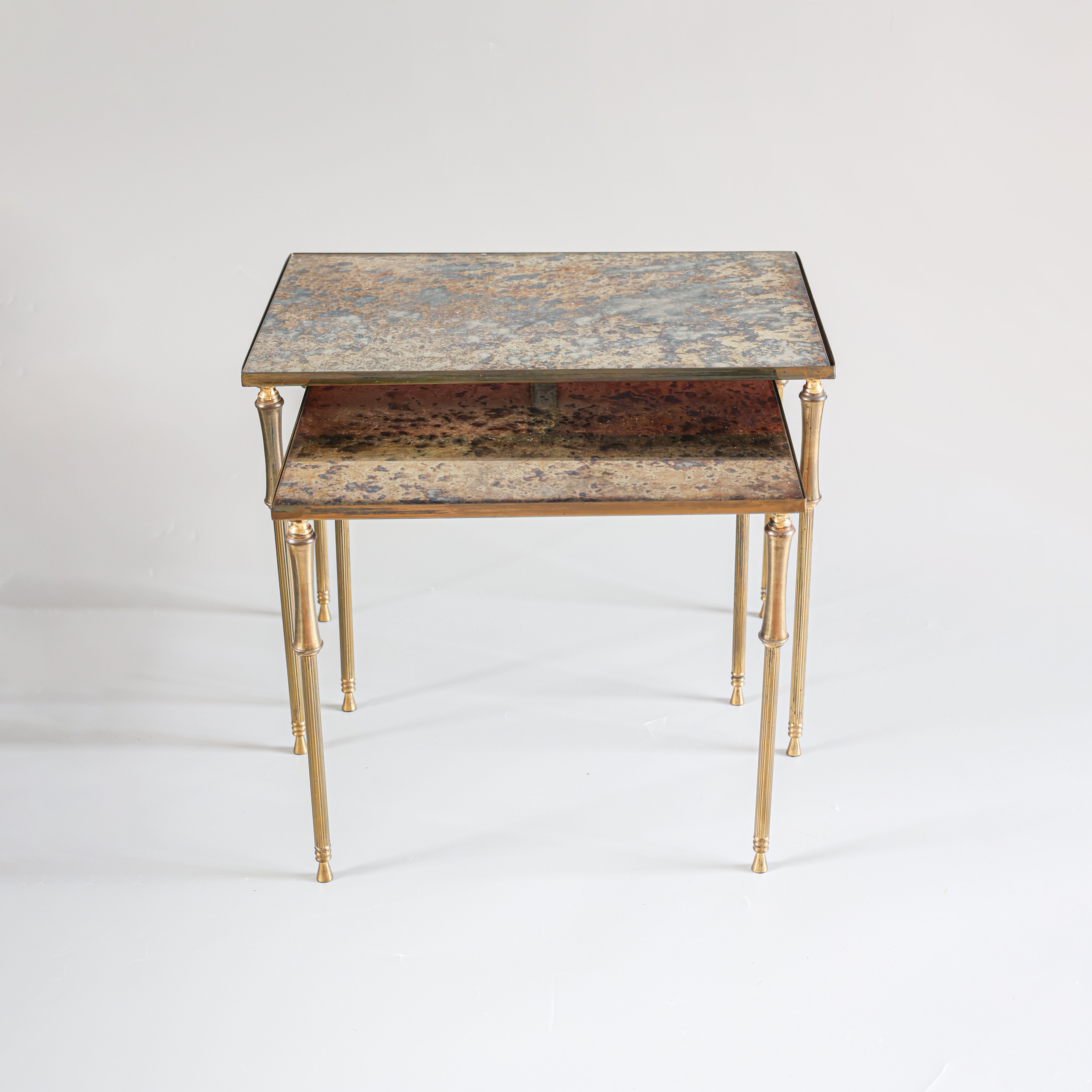 Églomisé glass nesting tables in neoclassical style, Belgium, 1960s