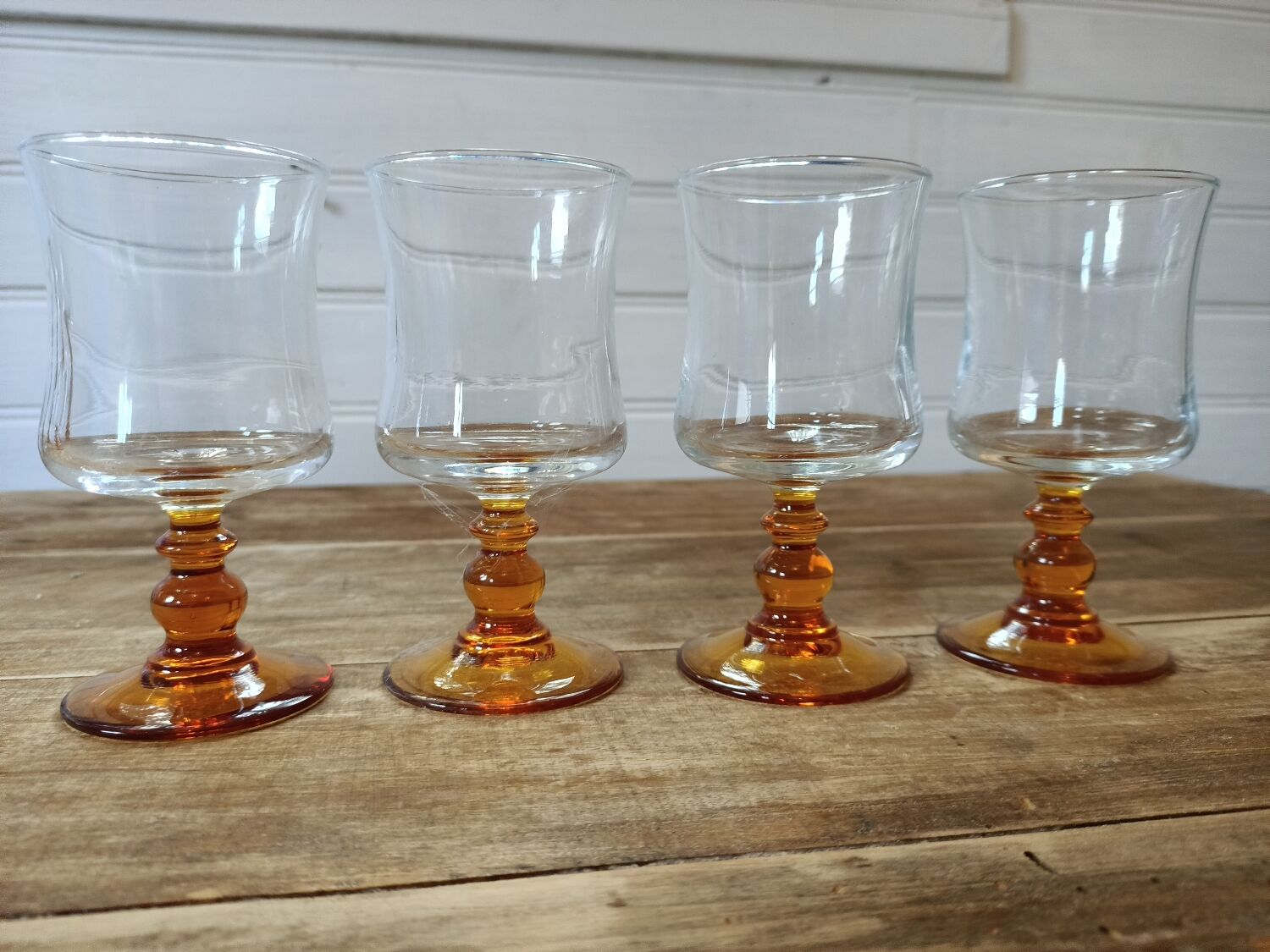 8 amber foot glasses