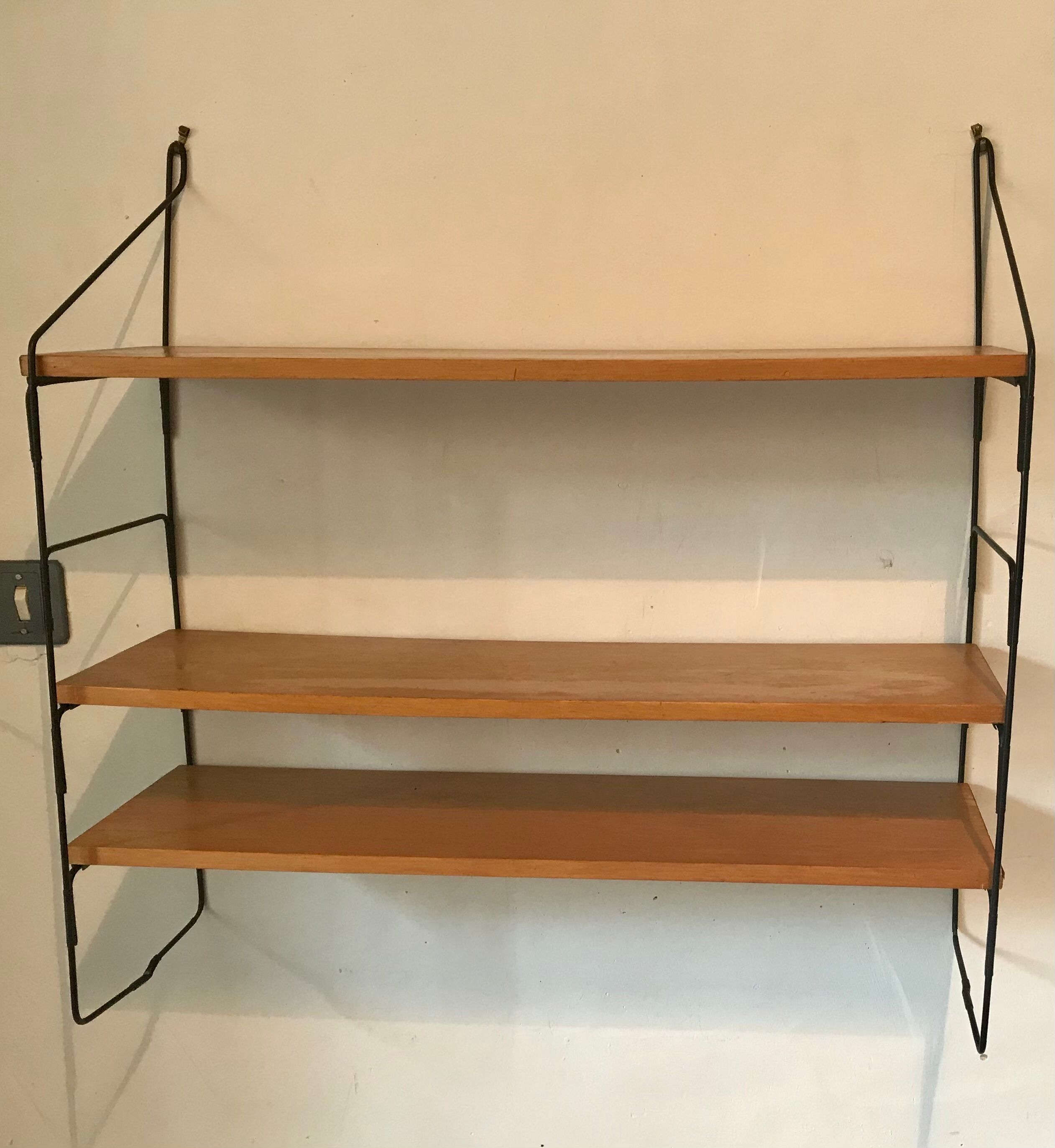 Vintage thong shelf wood and metal